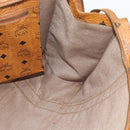 MCM Vicetos Logogram Tote Bag PVC Leather Brown Gold Auth BA13066-18