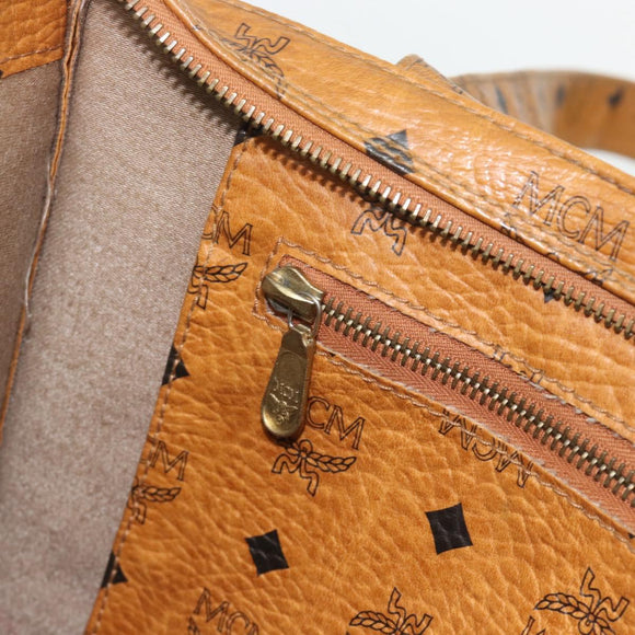 MCM Vicetos Logogram Tote Bag PVC Leather Brown Gold Auth BA13066