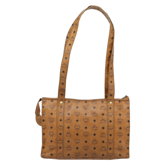 MCM Vicetos Logogram Tote Bag PVC Leather Brown Gold Auth BA13066