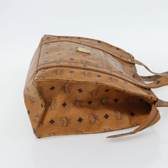 MCM Vicetos Logogram Tote Bag PVC Leather Brown Gold Auth BA13066