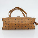 MCM Vicetos Logogram Tote Bag PVC Leather Brown Gold Auth BA13066-5