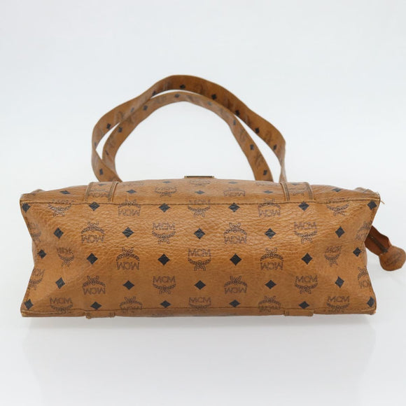 MCM Vicetos Logogram Tote Bag PVC Leather Brown Gold Auth BA13066