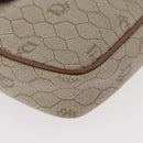 Christian Dior Honeycomb Canvas Schoudertas PVC Beige Zilver Auth BA13067-14