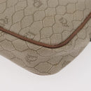 Christian Dior Honeycomb Canvas Schoudertas PVC Beige Zilver Auth BA13067-15
