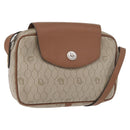Christian Dior Honeycomb Canvas Schoudertas PVC Beige Zilver Auth BA13067-1