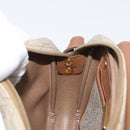 Christian Dior Honeycomb Canvas Schoudertas PVC Beige Zilver Auth BA13067-20