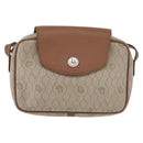 Christian Dior Honeycomb Canvas Schoudertas PVC Beige Zilver Auth BA13067-13