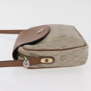 Christian Dior Honeycomb Canvas Schoudertas PVC Beige Zilver Auth BA13067-4