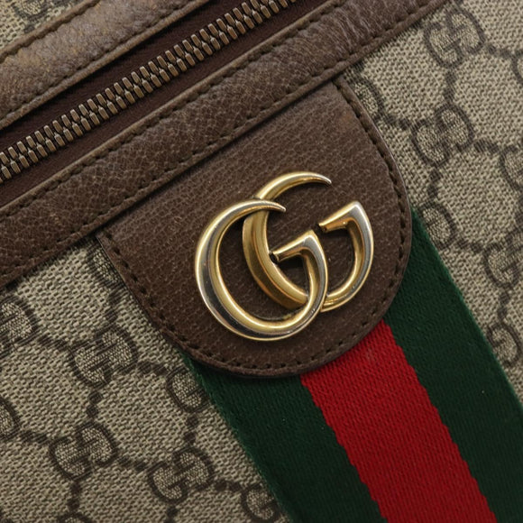 GUCCI GG Supreme Web Sherry Line Schultertasche PVC Beige Gold 547926 Auth BA13068