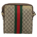 GUCCI GG Supreme Web Sherry Line Schultertasche PVC Beige Gold 547926 Auth BA13068-2