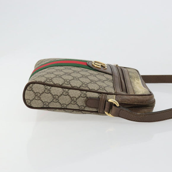 GUCCI GG Supreme Web Sherry Line Schultertasche PVC Beige Gold 547926 Auth BA13068
