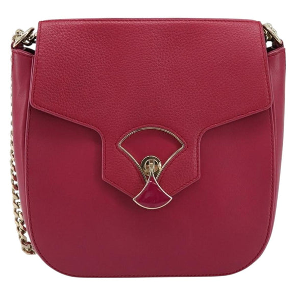 BVLGARI Schouderkettingtas Leer Roze Goud Auth BA13069A