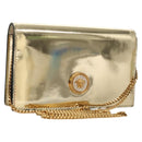 VERSACE Chain Shoulder Bag Patent leather Gold Auth BA1306AM-1