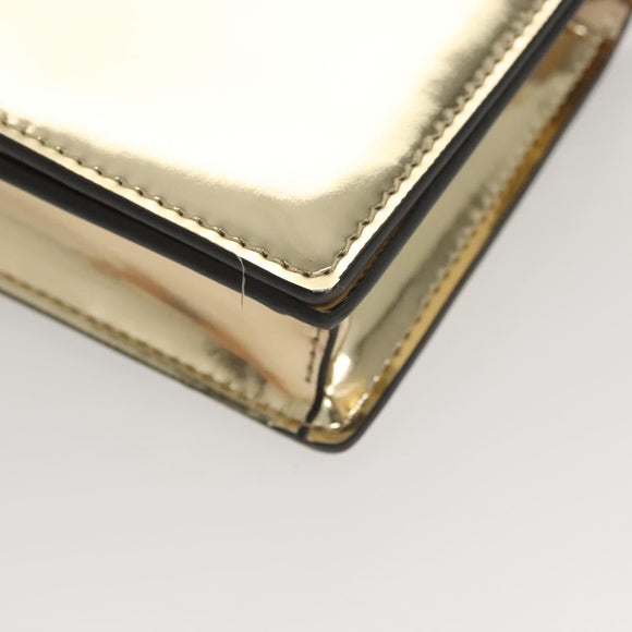 VERSACE Chain Shoulder Bag Patent leather Gold Auth BA1306AM