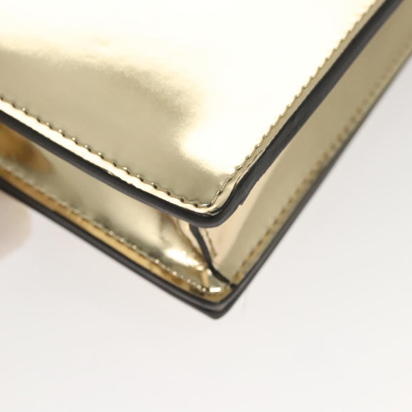 VERSACE Chain Shoulder Bag Patent leather Gold Auth BA1306AM