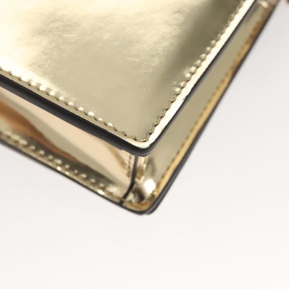 VERSACE Chain Shoulder Bag Patent leather Gold Auth BA1306AM