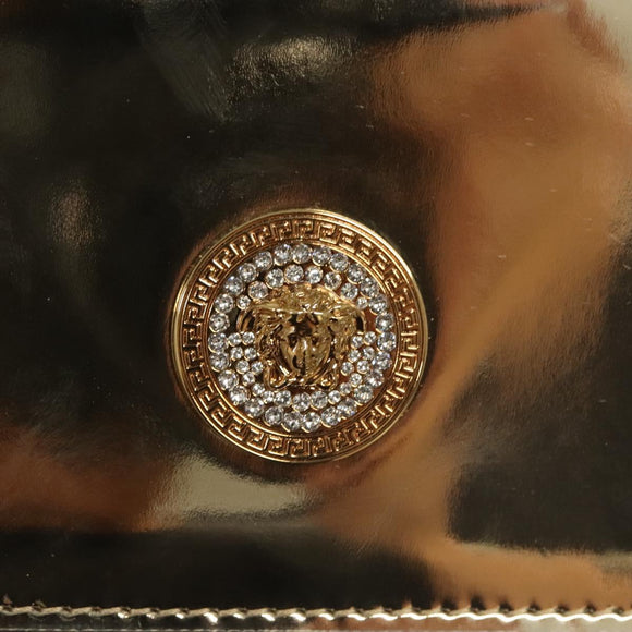 VERSACE Chain Shoulder Bag Patent leather Gold Auth BA1306AM