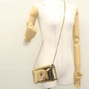 VERSACE Chain Shoulder Bag Patent leather Gold Auth BA1306AM-20