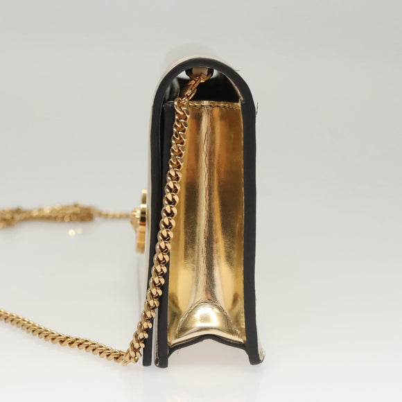 VERSACE Chain Shoulder Bag Patent leather Gold Auth BA1306AM