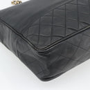 CHANEL Matelasse Chain Tote Bag Leather Black Gold CC Auth BA13071-13