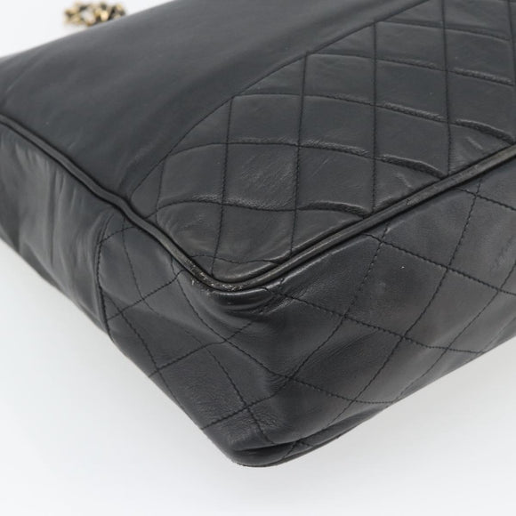 CHANEL Matelasse Chain Tote Bag Leather Black Gold CC Auth BA13071
