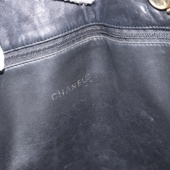 CHANEL Matelasse Chain Tote Bag Leather Black Gold CC Auth BA13071