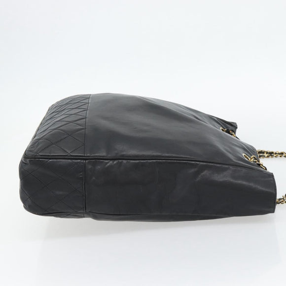 CHANEL Matelasse Chain Tote Bag Leather Black Gold CC Auth BA13071