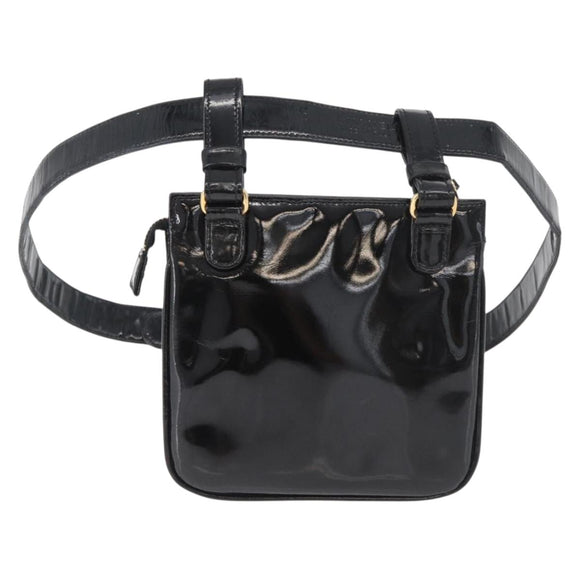 CHANEL Matelassé heuptas Lakleer Zwart Goud CC Auth BA13072