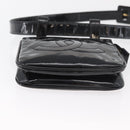 CHANEL Matelassé heuptas Lakleer Zwart Goud CC Auth BA13072-5