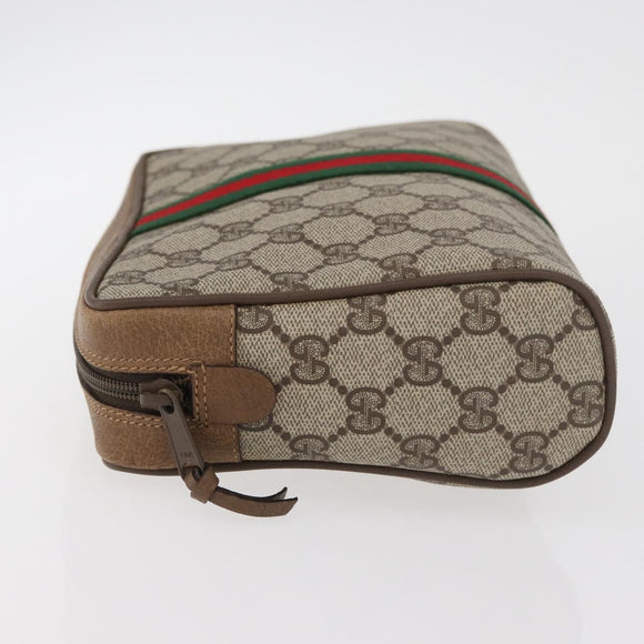 GUCCI GG Supreme Web Sherry Line Clutch Tas PVC Beige Rood 89 01 012 Auth BA13074