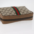 GUCCI GG Supreme Web Sherry Line Clutch Tas PVC Beige Rood 89 01 012 Auth BA13074-5