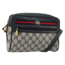 GUCCI GG Supreme Sherry Line Shoulder Bag PVC Navy Gold 119 02 087 Auth BA13075-1
