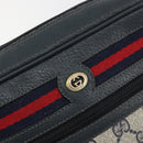 GUCCI GG Supreme Sherry Line Shoulder Bag PVC Navy Gold 119 02 087 Auth BA13075-14