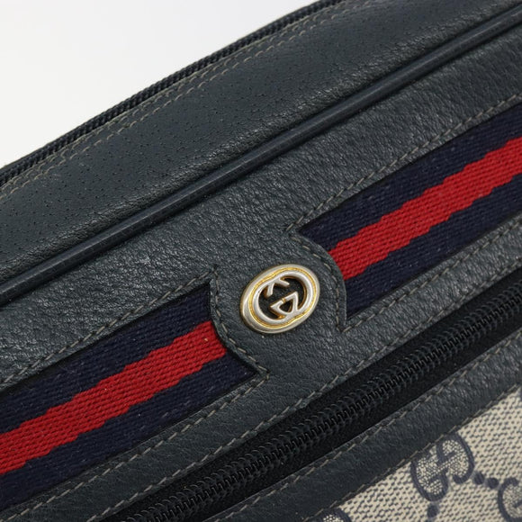 GUCCI GG Supreme Sherry Line Shoulder Bag PVC Navy Gold 119 02 087 Auth BA13075
