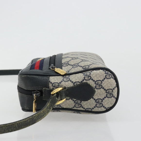 GUCCI GG Supreme Sherry Line Shoulder Bag PVC Navy Gold 119 02 087 Auth BA13075