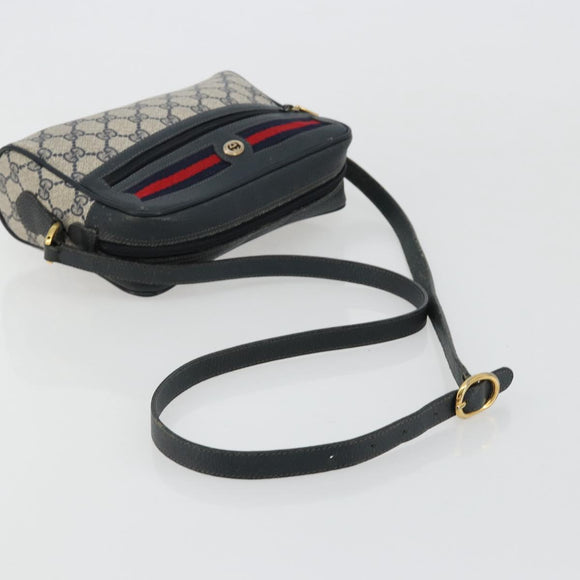 GUCCI GG Supreme Sherry Line Shoulder Bag PVC Navy Gold 119 02 087 Auth BA13075