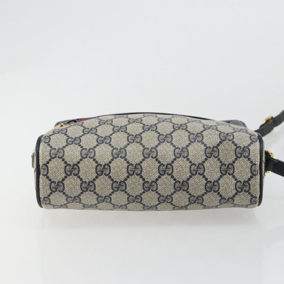 GUCCI GG Supreme Sherry Line Shoulder Bag PVC Navy Gold 119 02 087 Auth BA13075