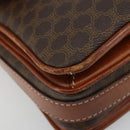 CELINE Macadam Canvas Shoulder Bag PVC Leather Brown Gold Auth BA13077-11