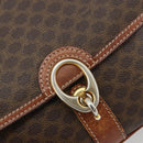 CELINE Macadam Canvas Shoulder Bag PVC Leather Brown Gold Auth BA13077-14
