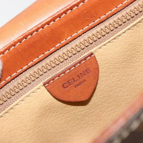 CELINE Macadam Canvas Shoulder Bag PVC Leather Brown Gold Auth BA13077