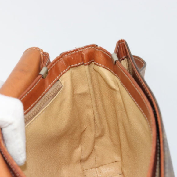 CELINE Macadam Canvas Shoulder Bag PVC Leather Brown Gold Auth BA13077