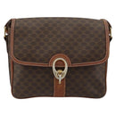 CELINE Macadam Canvas Shoulder Bag PVC Leather Brown Gold Auth BA13077-2