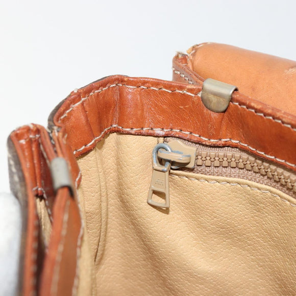 CELINE Macadam Canvas Shoulder Bag PVC Leather Brown Gold Auth BA13077