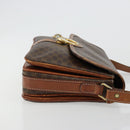 CELINE Macadam Canvas Shoulder Bag PVC Leather Brown Gold Auth BA13077-4