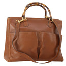 GUCCI Bamboo Tote Bag Leather 2way Brown Gold 002 2855 0322 0 Auth BA13078-1