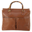 GUCCI Bamboo Tote Bag Leather 2way Brown Gold 002 2855 0322 0 Auth BA13078-13