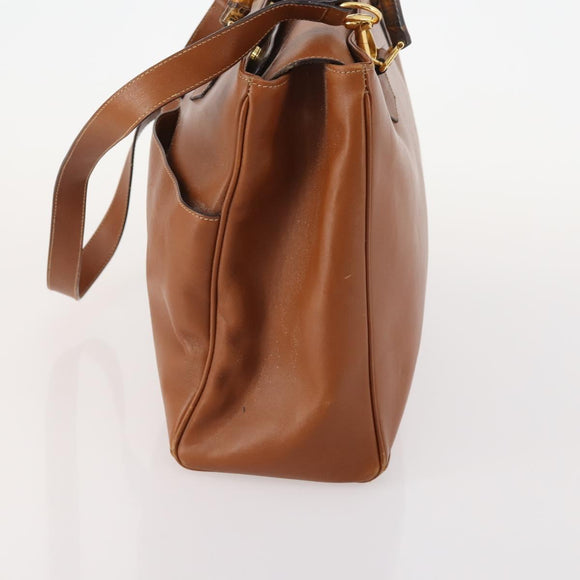 GUCCI Bamboo Tote Bag Leather 2way Brown Gold 002 2855 0322 0 Auth BA13078