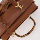 GUCCI Bamboo Tote Bag Leather 2way Brown Gold 002 2855 0322 0 Auth BA13078-6
