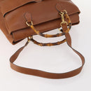 GUCCI Bamboo Tote Bag Leather 2way Brown Gold 002 2855 0322 0 Auth BA13078-7