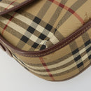 Burberry Nova Check Schultertasche PVC Beige Gold Auth BA13081-14